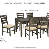 Ashley Furniture - ROKANE 7 PIECE DINING SET - Dark Brown Fabric|Wood - Dining Room Sets - Additional View 3
