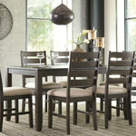 Ashley Furniture - ROKANE 7 PIECE DINING SET - Dark Brown Fabric|Wood - Dining Room Sets - Additional View 4