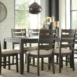 Ashley Furniture - ROKANE 7 PIECE DINING SET - Dark Brown Fabric|Wood - Dining Room Sets - Additional View 4