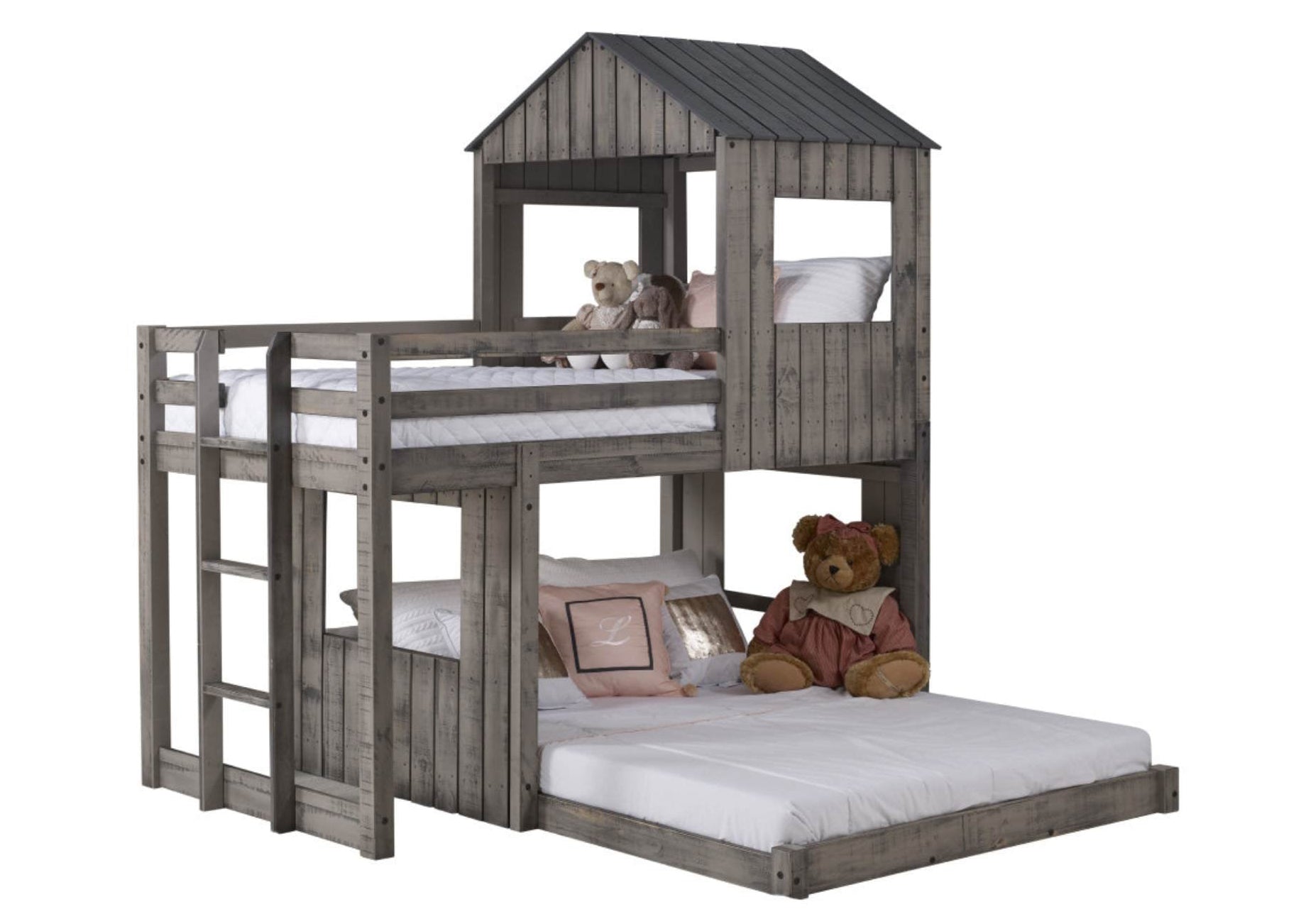 CABIN FEVER RUSTIC DIRTY GREY TWIN/FULL BUNKBED