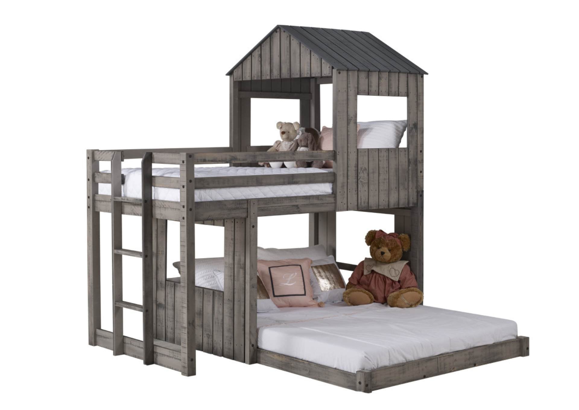 CABIN FEVER RUSTIC DIRTY GREY TWIN/FULL BUNKBED