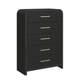 Elements International - RIDGEMONT BLACK 5 DRAWER CHEST - Wood - Chests