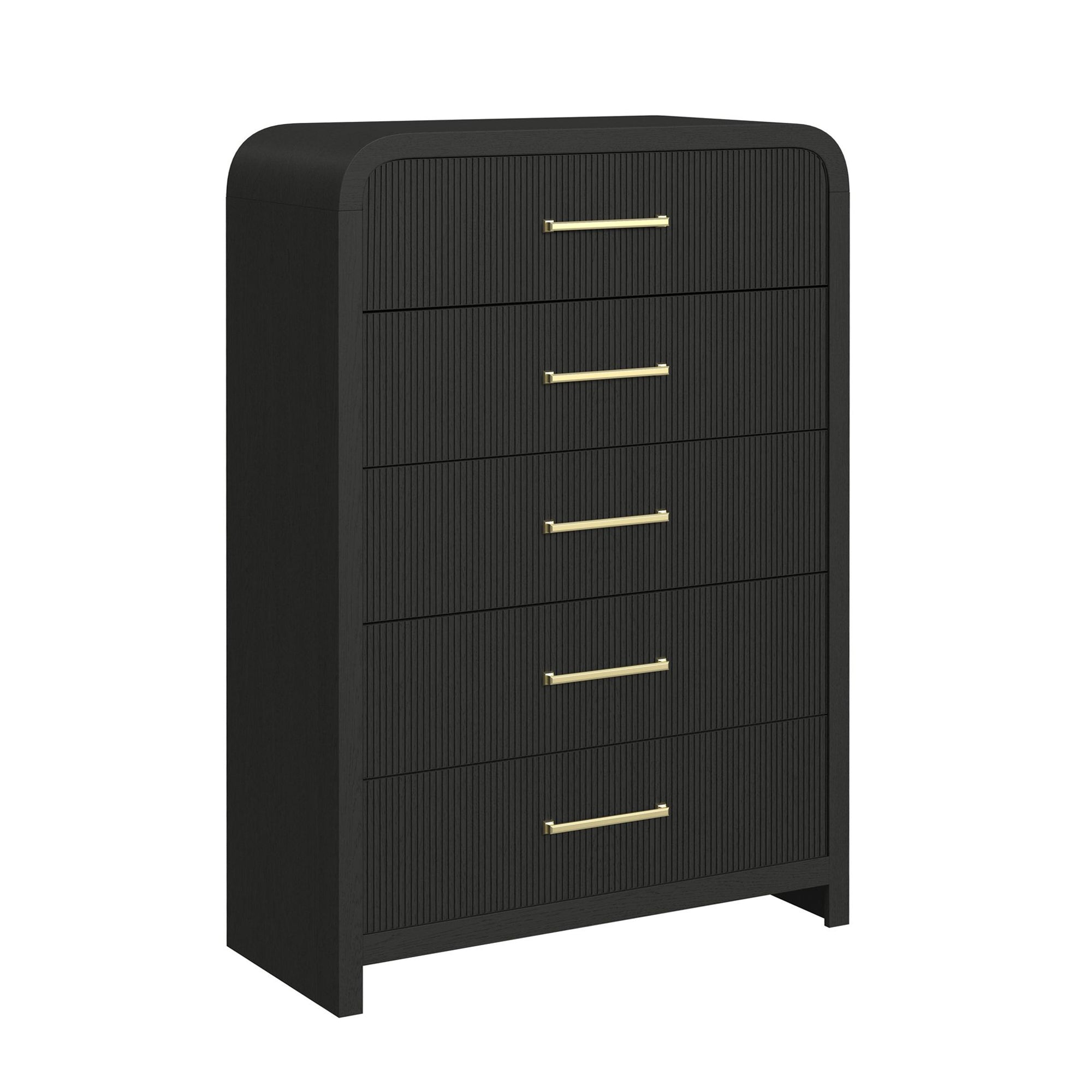 Elements International - RIDGEMONT BLACK 5 DRAWER CHEST - Wood - Chests