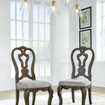 Ashley Furniture - Maylee Dining Side Chair - Dark Brown Fabric|Wood - Chairs - Additional View 1