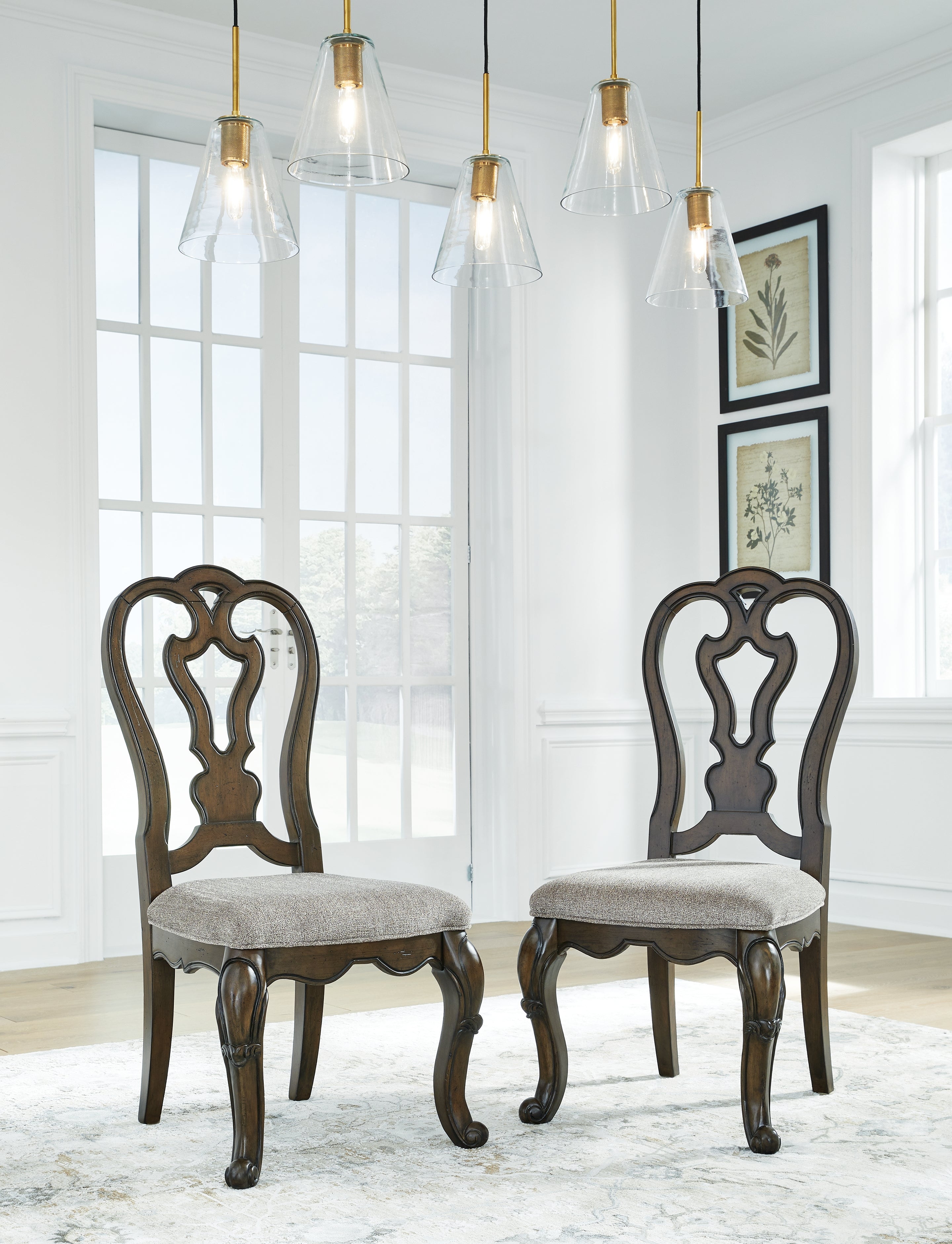 Ashley Furniture - Maylee Dining Side Chair - Dark Brown Fabric|Wood - Chairs - Additional View 1