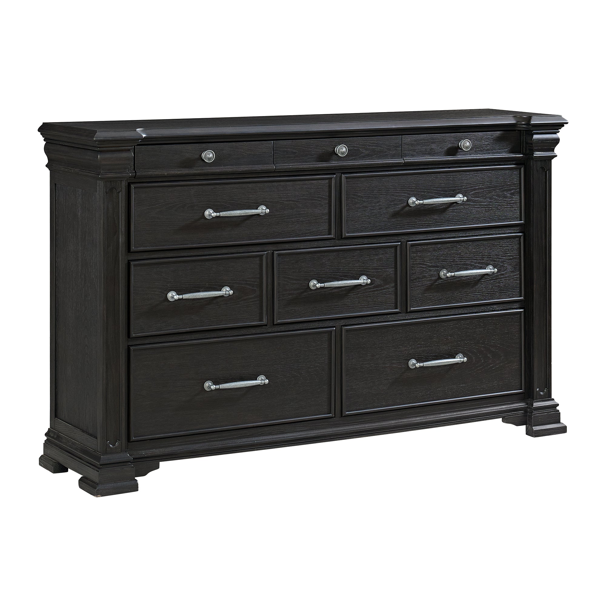 Elements International - KINGS COURT BLACK DRESSER - Wood - Dresser & Mirror