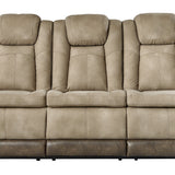 Ashley Furniture - Next-Gen Power Sofa - Sand - Beige Faux Leather - Sofas