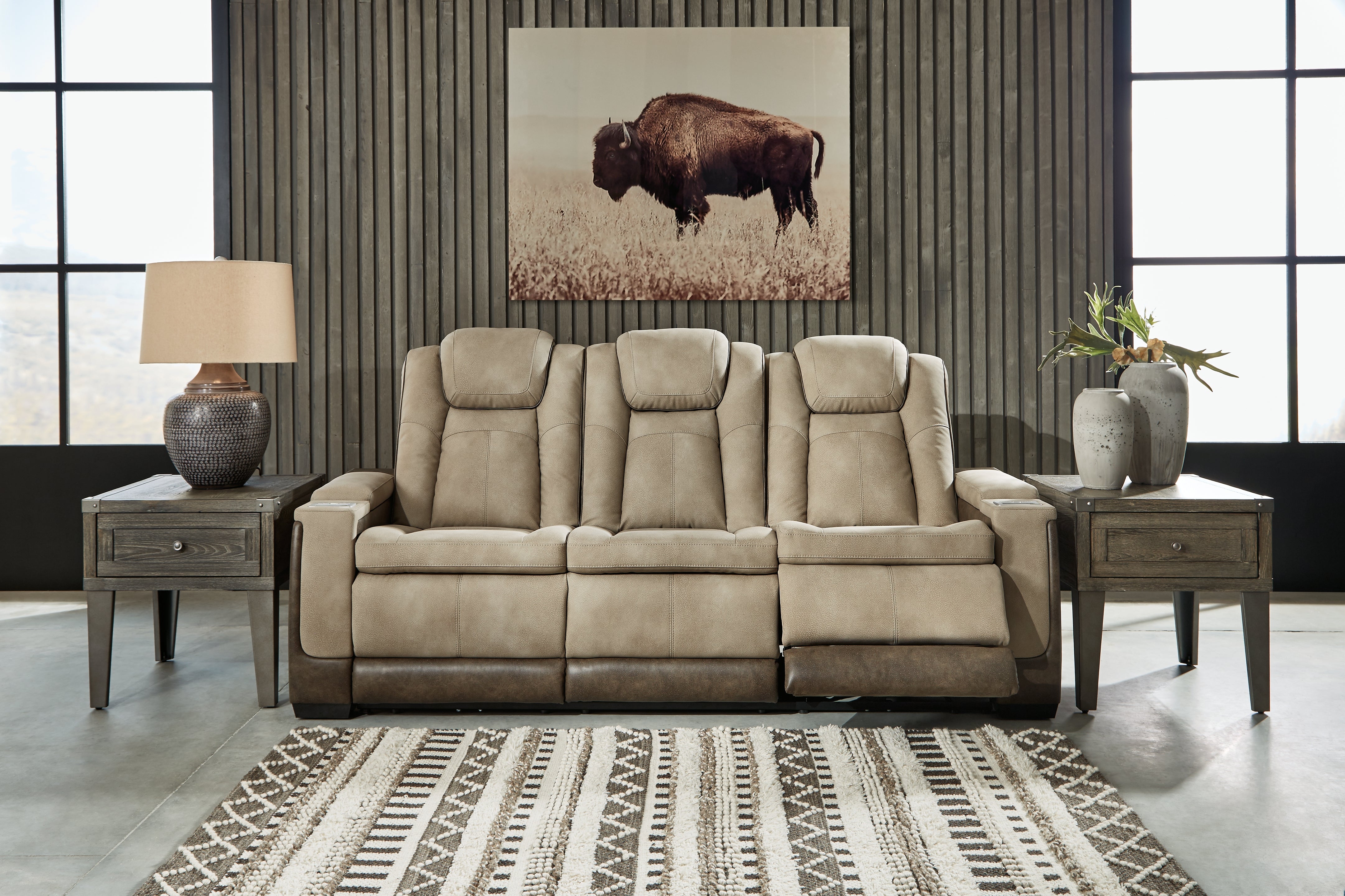 Ashley Furniture - Next-Gen Power Sofa - Sand - Beige Faux Leather - Sofas - Additional View 1