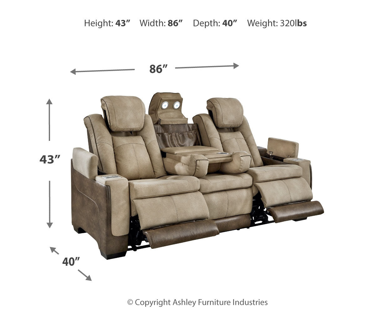 Ashley Furniture - Next-Gen Power Sofa - Sand - Beige Faux Leather - Sofas - Additional View 3