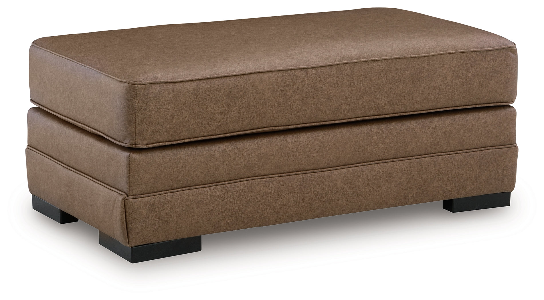 Ashley Furniture - VILLACOURT CARAMEL OTTOMAN - Light Brown Faux Leather - Ottomans