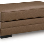 Ashley Furniture - VILLACOURT CARAMEL OTTOMAN - Light Brown Faux Leather - Ottomans