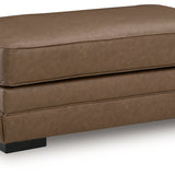 Ashley Furniture - VILLACOURT CARAMEL OTTOMAN - Light Brown Faux Leather - Ottomans