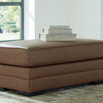 Ashley Furniture - VILLACOURT CARAMEL OTTOMAN - Light Brown Faux Leather - Ottomans - Additional View 1
