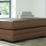 Ashley Furniture - VILLACOURT CARAMEL OTTOMAN - Light Brown Faux Leather - Ottomans - Additional View 1