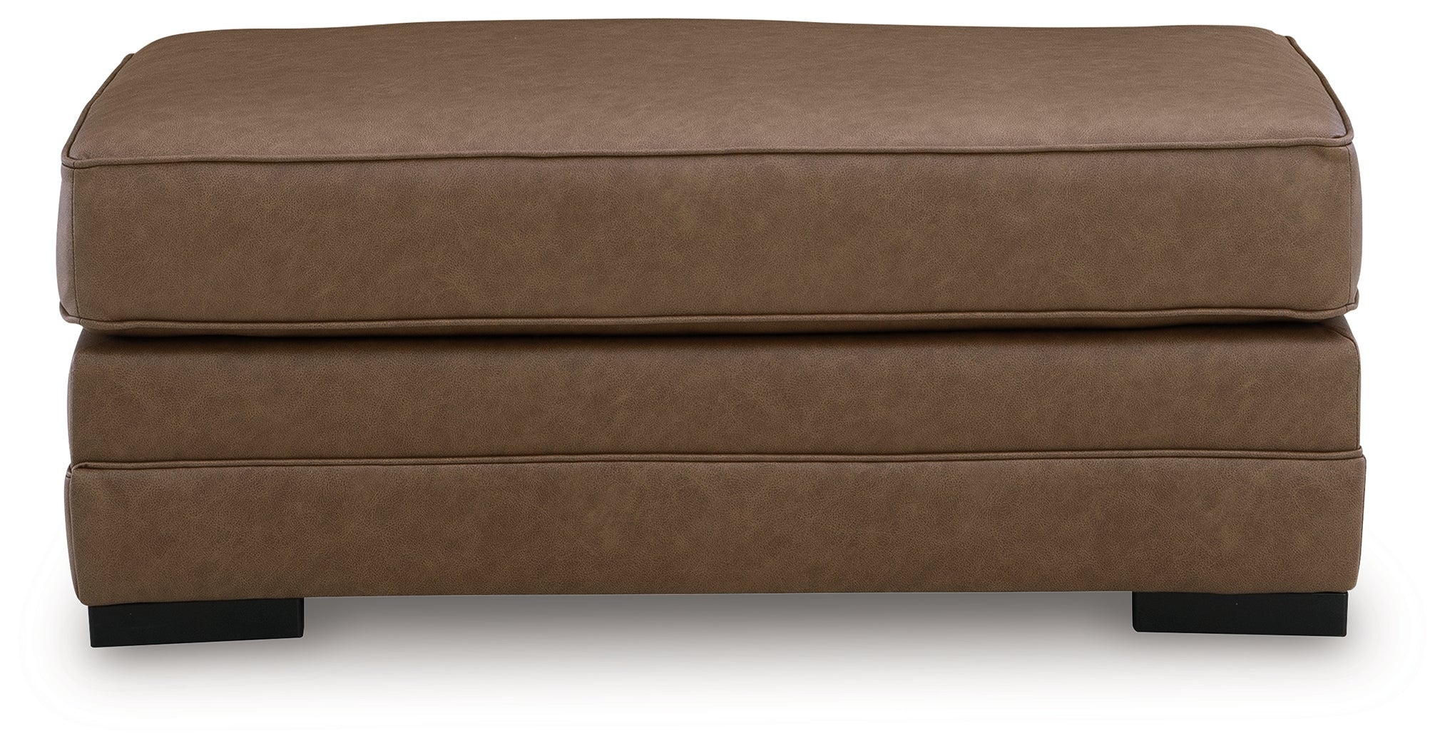 Ashley Furniture - VILLACOURT CARAMEL OTTOMAN - Light Brown Faux Leather - Ottomans - Additional View 2