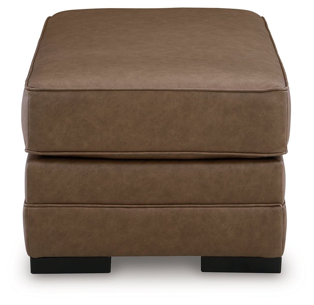 Ashley Furniture - VILLACOURT CARAMEL OTTOMAN - Light Brown Faux Leather - Ottomans - Additional View 3