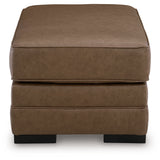 Ashley Furniture - VILLACOURT CARAMEL OTTOMAN - Light Brown Faux Leather - Ottomans - Additional View 3