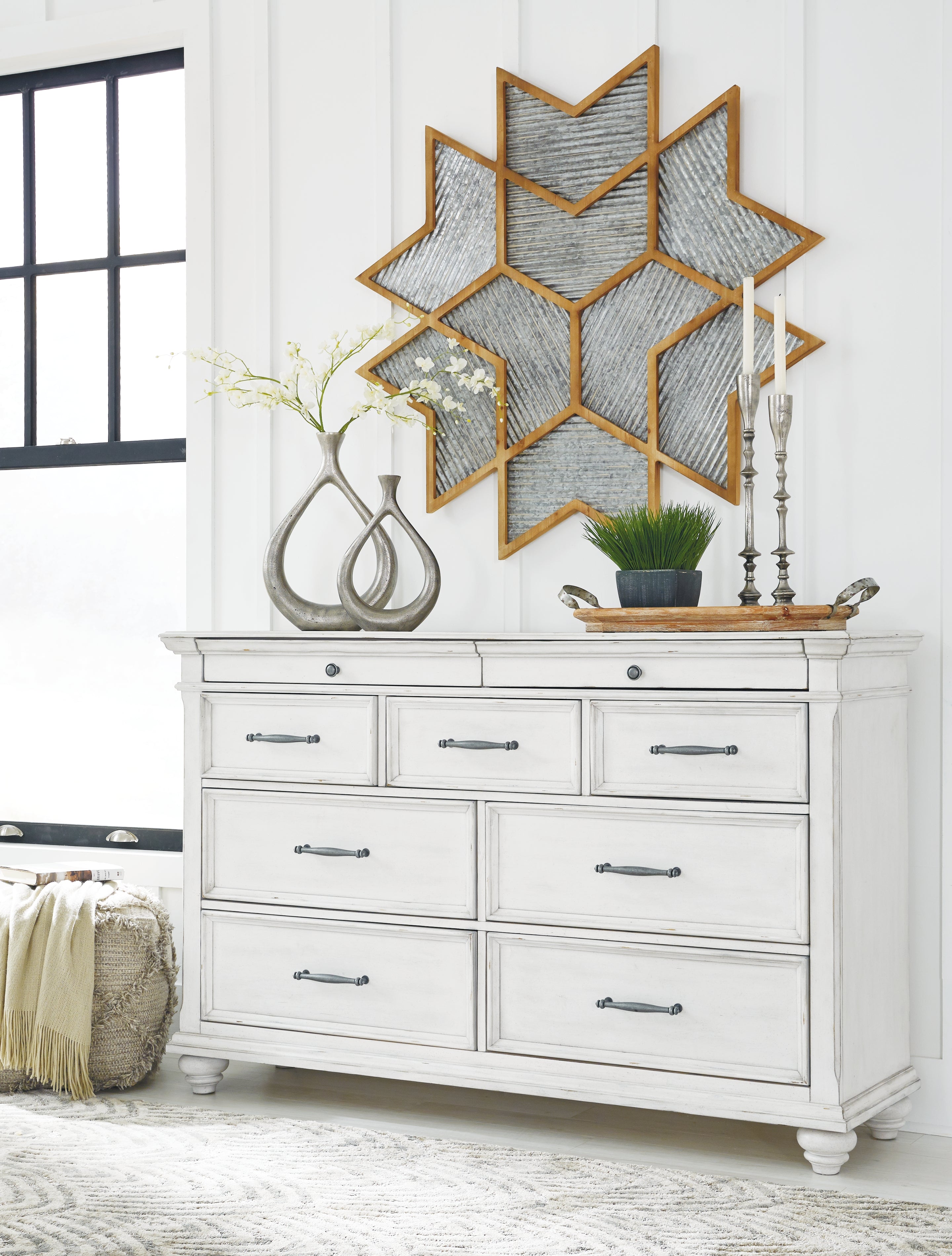 Ashley Furniture - Kanwyn Dresser - White Wood - Dresser & Mirror - Additional View 1