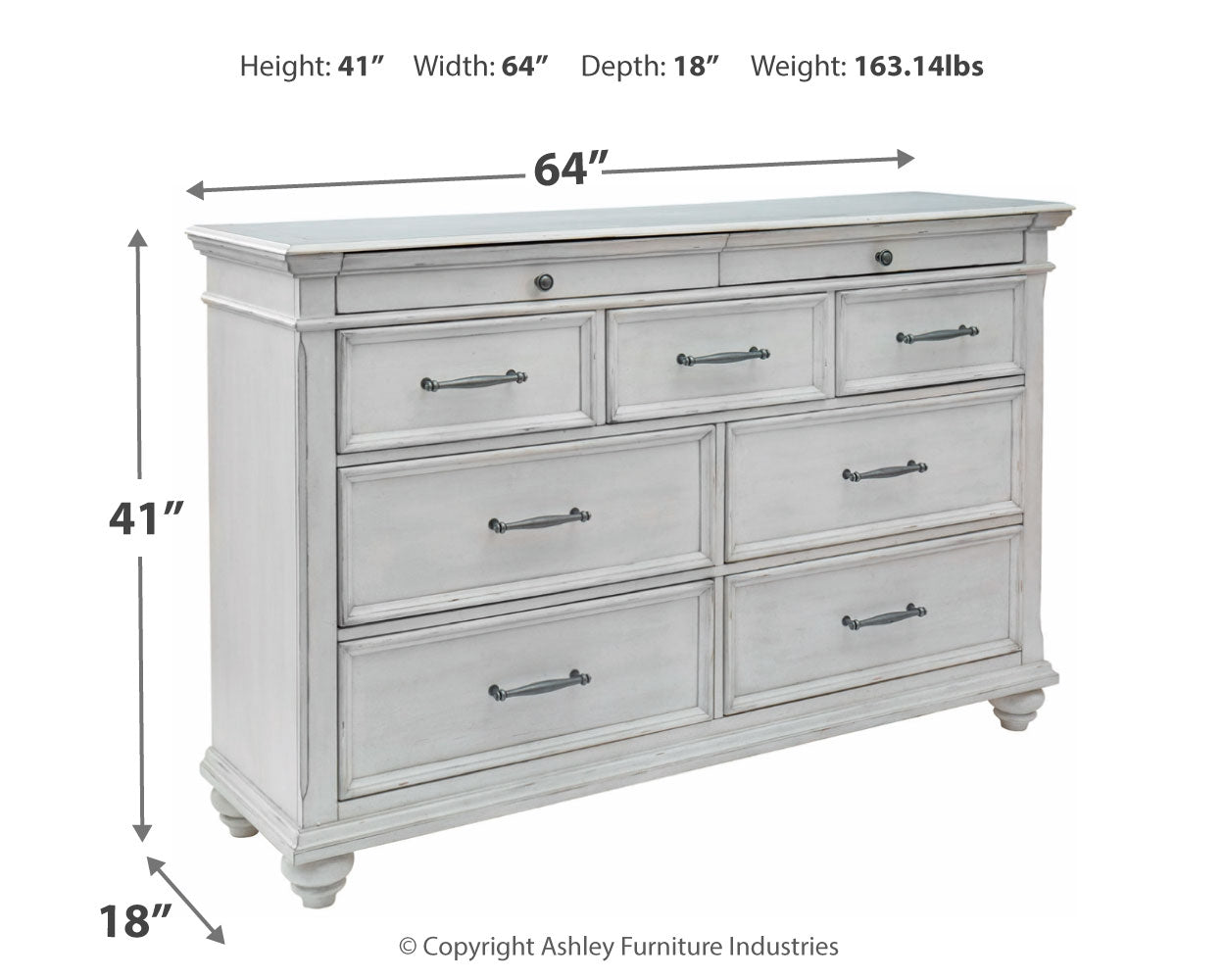 Ashley Furniture - Kanwyn Dresser - White Wood - Dresser & Mirror - Additional View 3