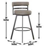 Steve Silver Furniture - Gene 30" Bar Stool - Dark Gray|Black Wood - Stools - Additional View 2