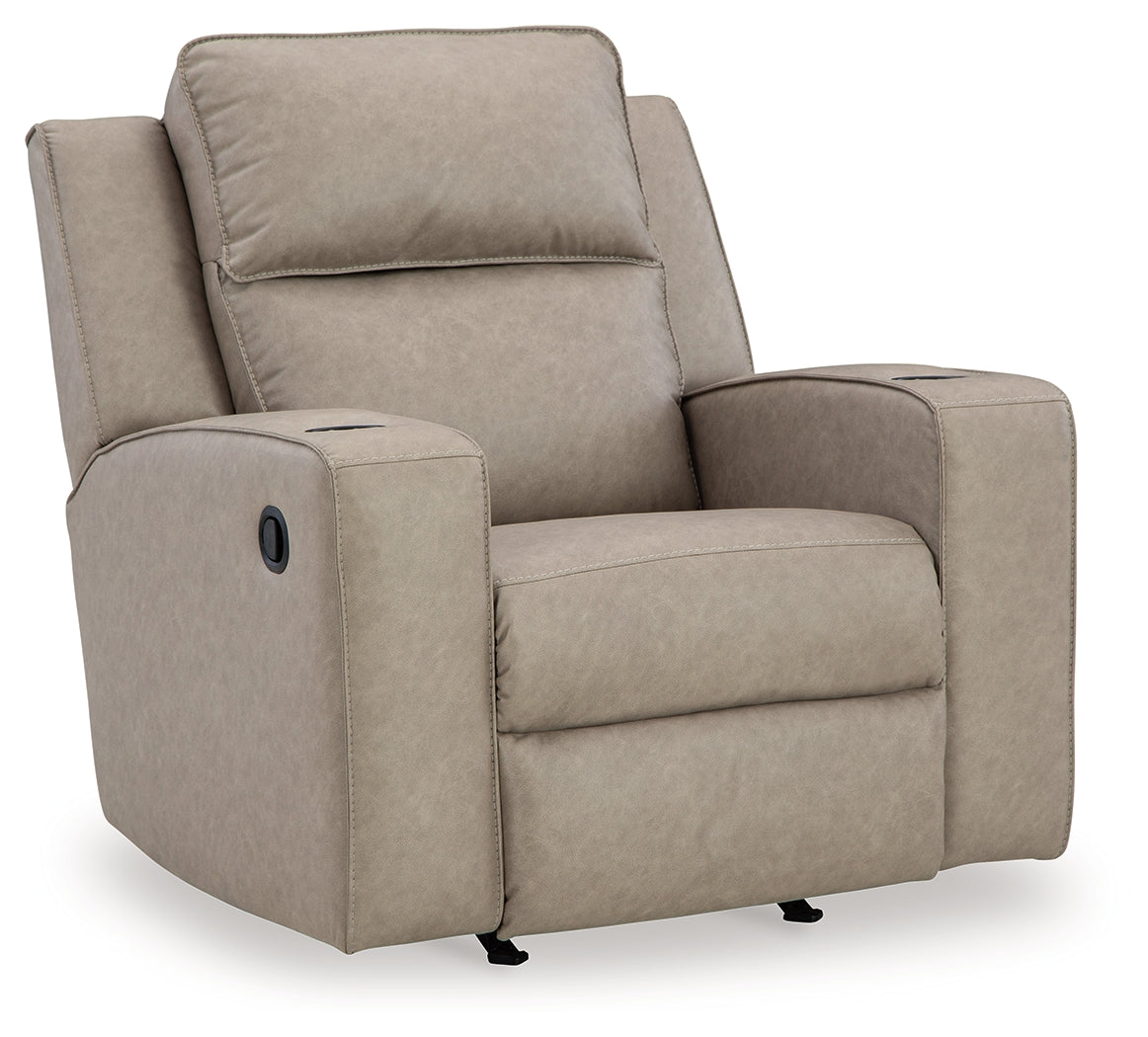 Ashley Furniture - Lavenhorne Recliner - Pebble - Pearl Silver Faux Leather - Recliners