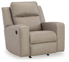 Ashley Furniture - Lavenhorne Recliner - Pebble - Pearl Silver Faux Leather - Recliners
