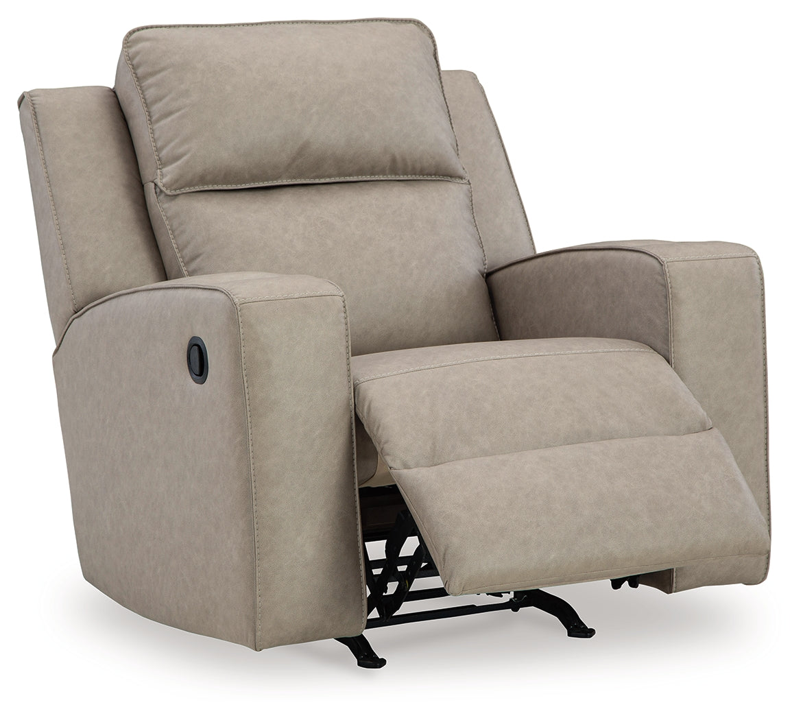 Ashley Furniture - Lavenhorne Recliner - Pebble - Pearl Silver Faux Leather - Recliners - Additional View 2