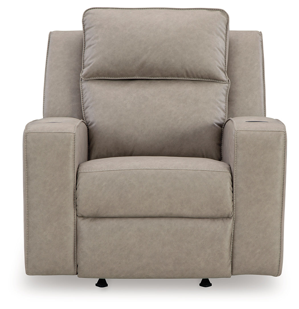 Ashley Furniture - Lavenhorne Recliner - Pebble - Pearl Silver Faux Leather - Recliners - Additional View 3