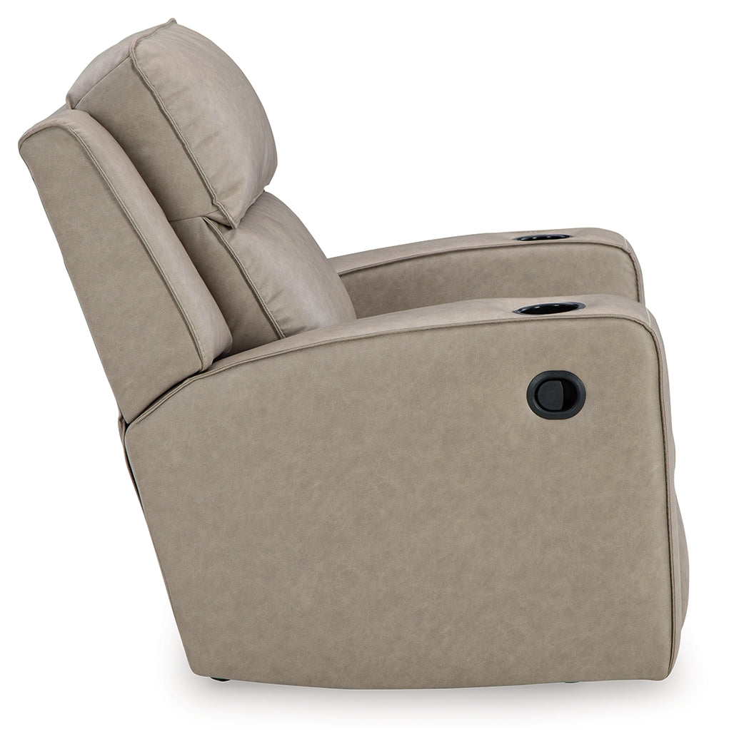 Ashley Furniture - Lavenhorne Recliner - Pebble - Pearl Silver Faux Leather - Recliners - Additional View 4