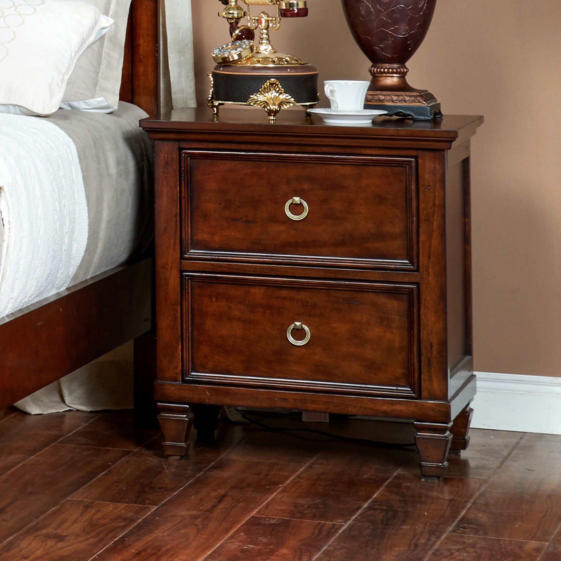 New Classic - TAMARACK CHERRY NIGHTSTAND - Dark Brown Wood - Nightstands - Additional View 7