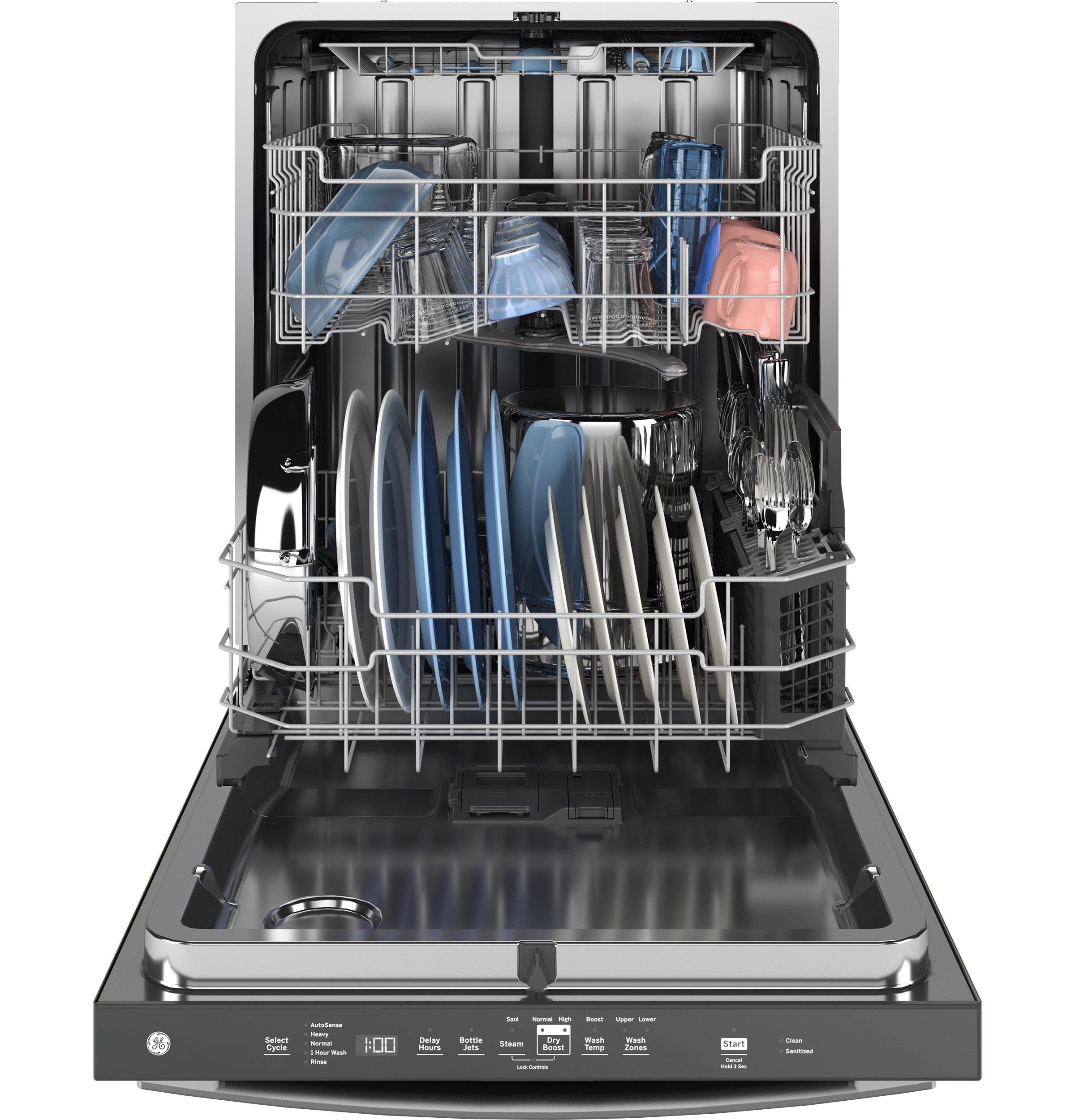 GE FINGERPRINT RESISTANT STAINLESS STEEL TOP CONTROL DISHWASHER - Pearl Silver - Dishwashers - Additional View 3