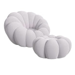 Elements International - Bubble Swivel Chair And Ottoman - Grey - Gray Fabric - Chair & Ottoman