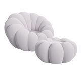 Elements International - Bubble Swivel Chair And Ottoman - Grey - Gray Fabric - Chair & Ottoman