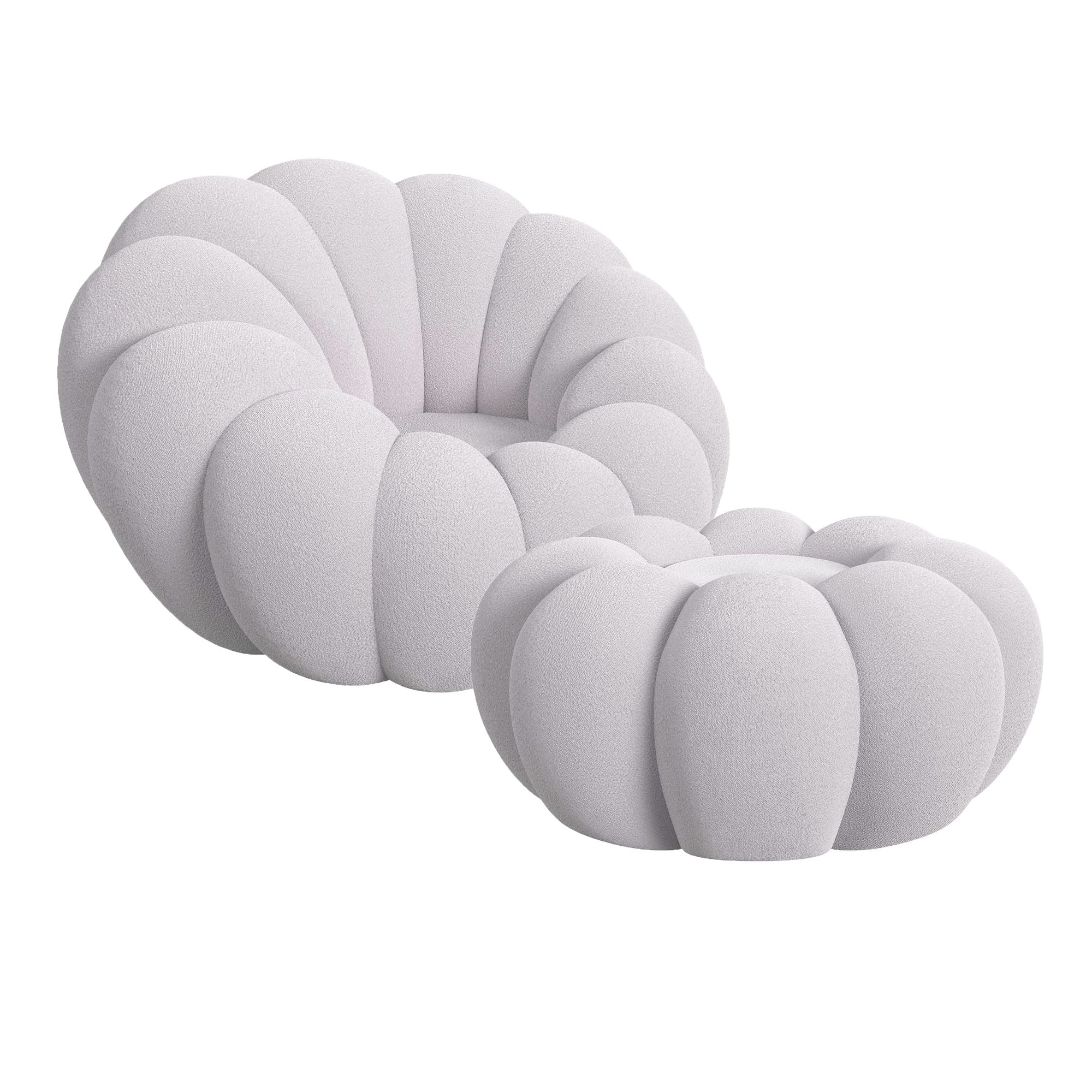 Elements International - Bubble Swivel Chair And Ottoman - Grey - Gray Fabric - Chair & Ottoman