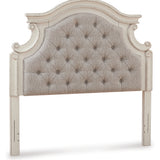 Ashley Furniture - REALYN FULL UPHOLSTERED HEADBOARD - White Fabric|Wood - Headboards