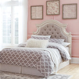 Ashley Furniture - REALYN FULL UPHOLSTERED HEADBOARD - White Fabric|Wood - Headboards - Additional View 2