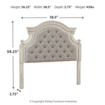 Ashley Furniture - REALYN FULL UPHOLSTERED HEADBOARD - White Fabric|Wood - Headboards - Additional View 3
