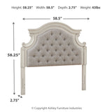 Ashley Furniture - REALYN FULL UPHOLSTERED HEADBOARD - White Fabric|Wood - Headboards - Additional View 3