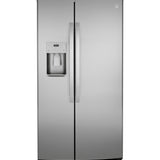 GE FINGERPRINT RESISTANT STAINLESS STEEL SIDE BY SIDE 25CU REFRIGERATOR - Pearl Silver - Refrigerators
