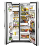 GE FINGERPRINT RESISTANT STAINLESS STEEL SIDE BY SIDE 25CU REFRIGERATOR - Pearl Silver - Refrigerators - Additional View 1