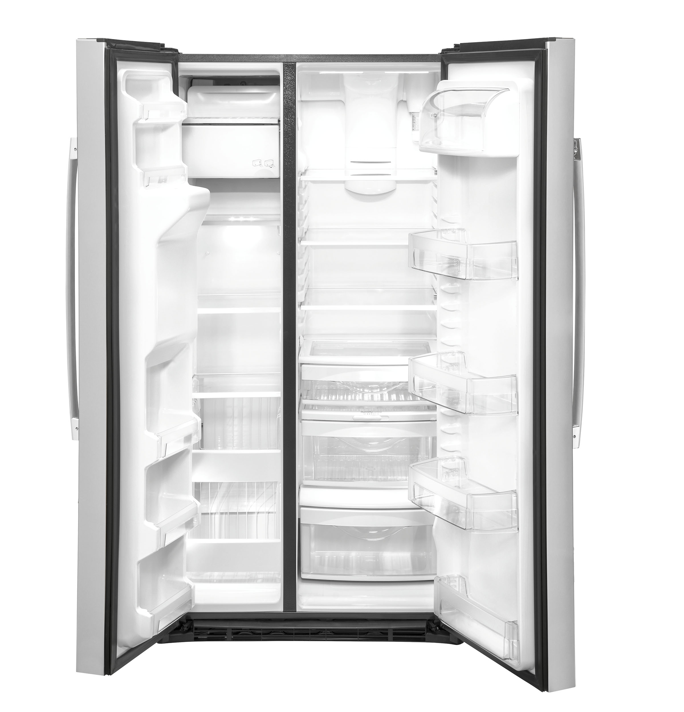 GE FINGERPRINT RESISTANT STAINLESS STEEL SIDE BY SIDE 25CU REFRIGERATOR - Pearl Silver - Refrigerators - Additional View 4