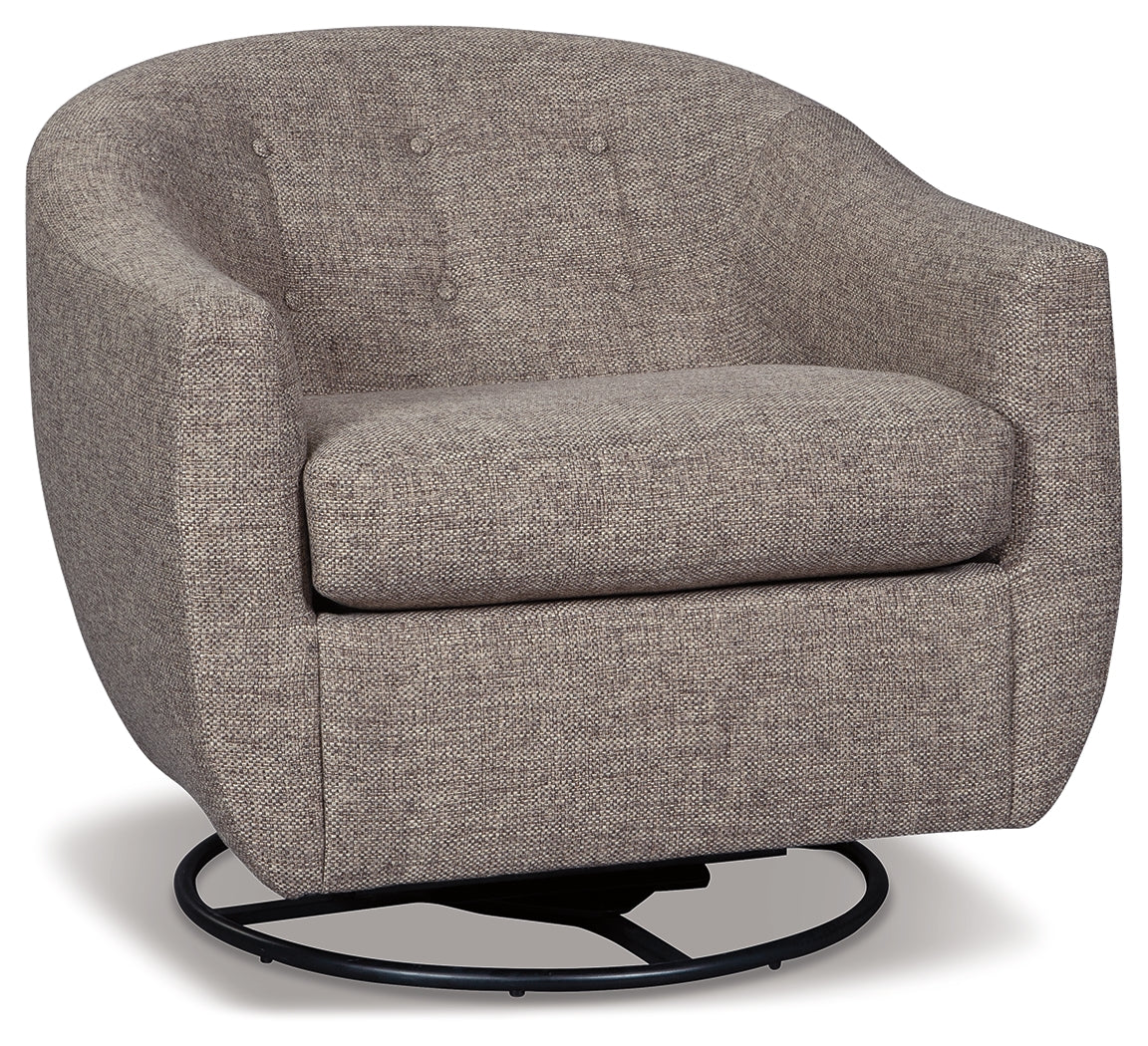 Ashley Furniture - UPSHUR TAUPE SWIVEL GLIDER ACCENT CHAIR - Light Brown Fabric - Chairs