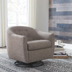 Ashley Furniture - UPSHUR TAUPE SWIVEL GLIDER ACCENT CHAIR - Light Brown Fabric - Chairs - Additional View 1