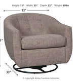 Ashley Furniture - UPSHUR TAUPE SWIVEL GLIDER ACCENT CHAIR - Light Brown Fabric - Chairs - Additional View 3