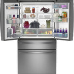 GE STAINLESS PROFILE FINGERPRINT RESISTANT STAINLESS STEEL 28.7CU 4 DOOR FRENCH DOOR REFRIGERATOR - Pearl Silver - Refrigerators - Additional View 3