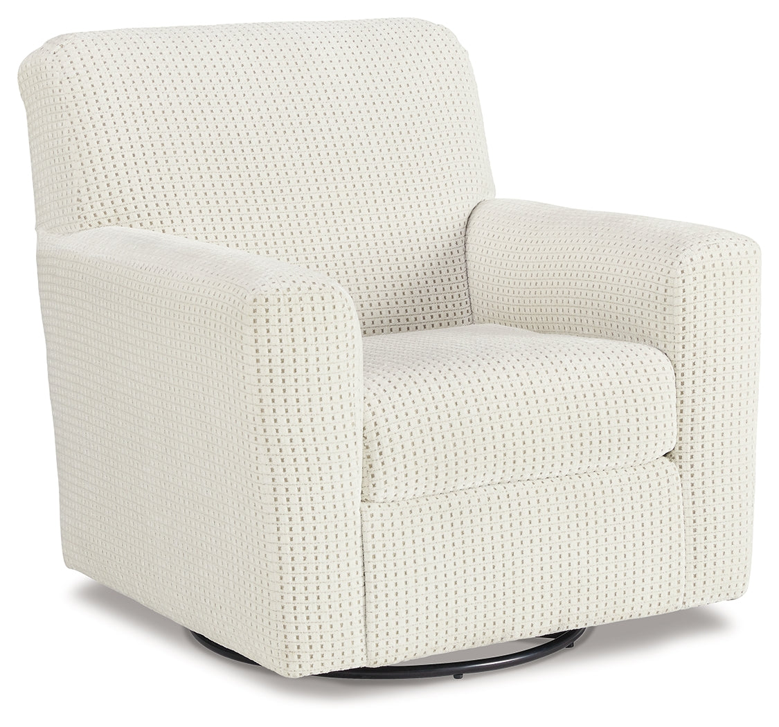 Ashley Furniture - HERSTOW IVORY SWIVEL GLIDER - White Fabric - Chairs