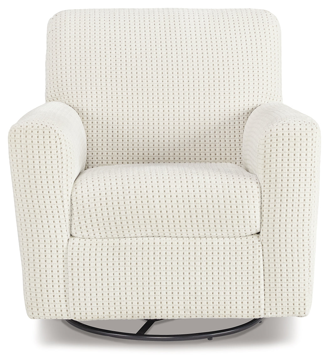 Ashley Furniture - HERSTOW IVORY SWIVEL GLIDER - White Fabric - Chairs - Additional View 2