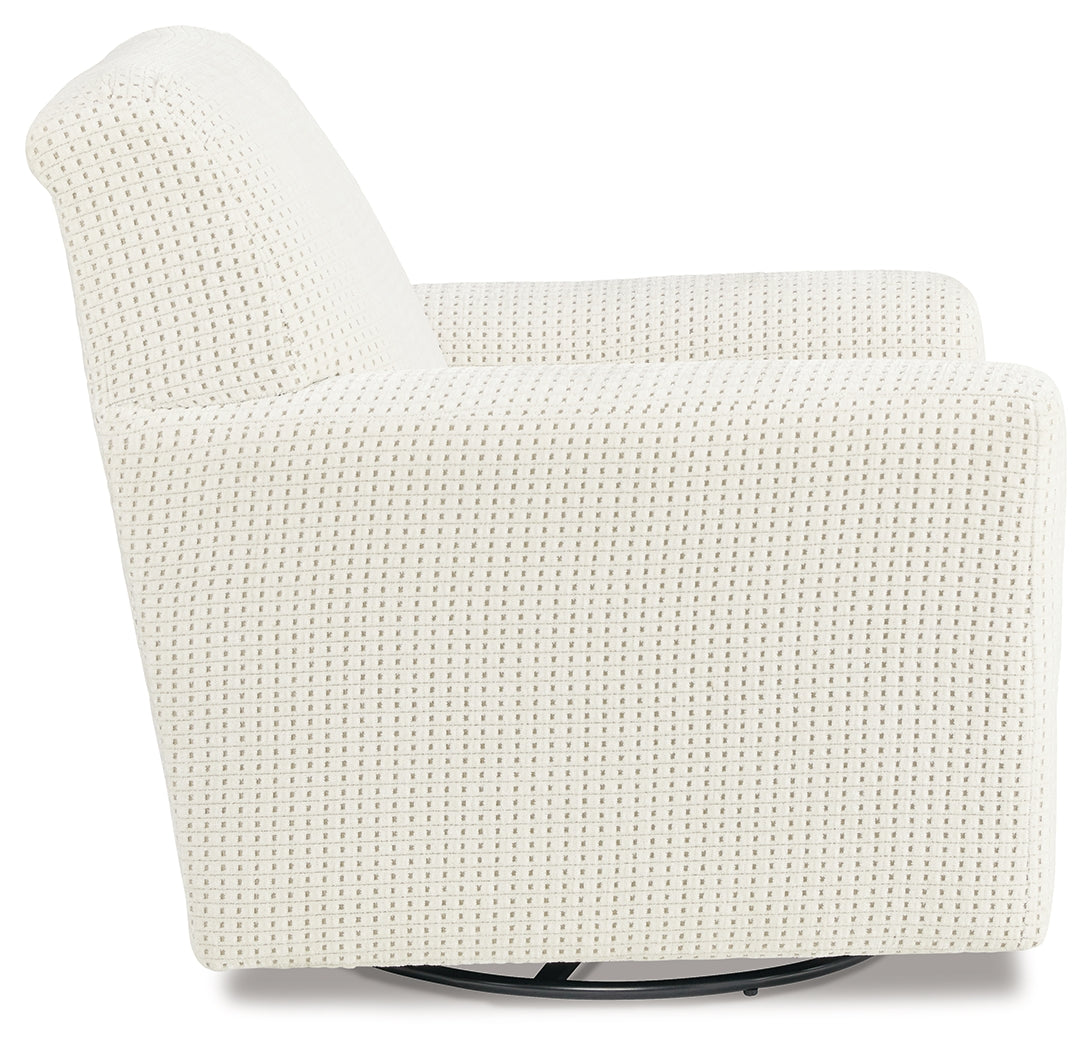 Ashley Furniture - HERSTOW IVORY SWIVEL GLIDER - White Fabric - Chairs - Additional View 3