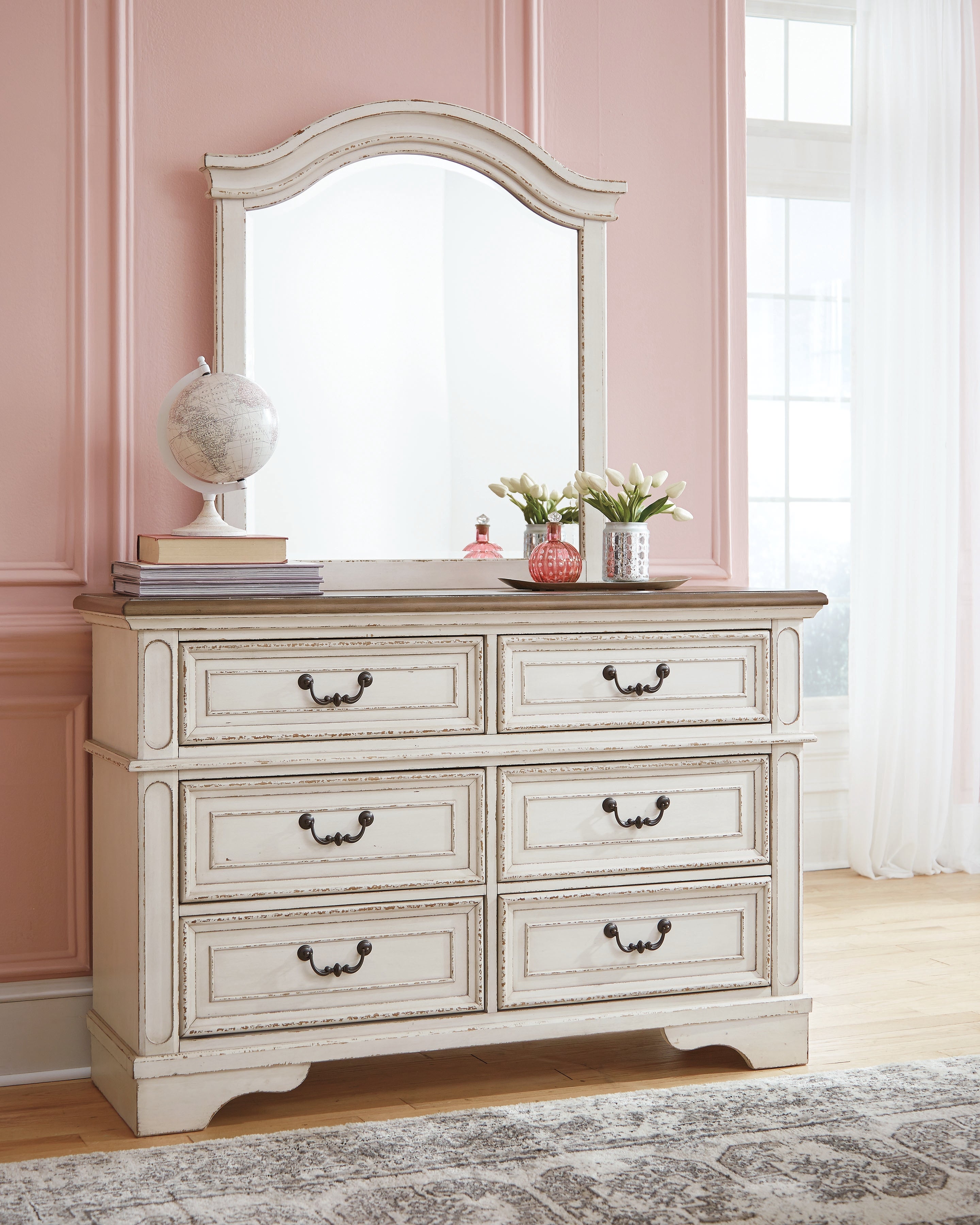 Ashley Furniture - Realyn Youth Dresser And Mirror - White Wood|Glass - Dresser & Mirror - Additional View 4
