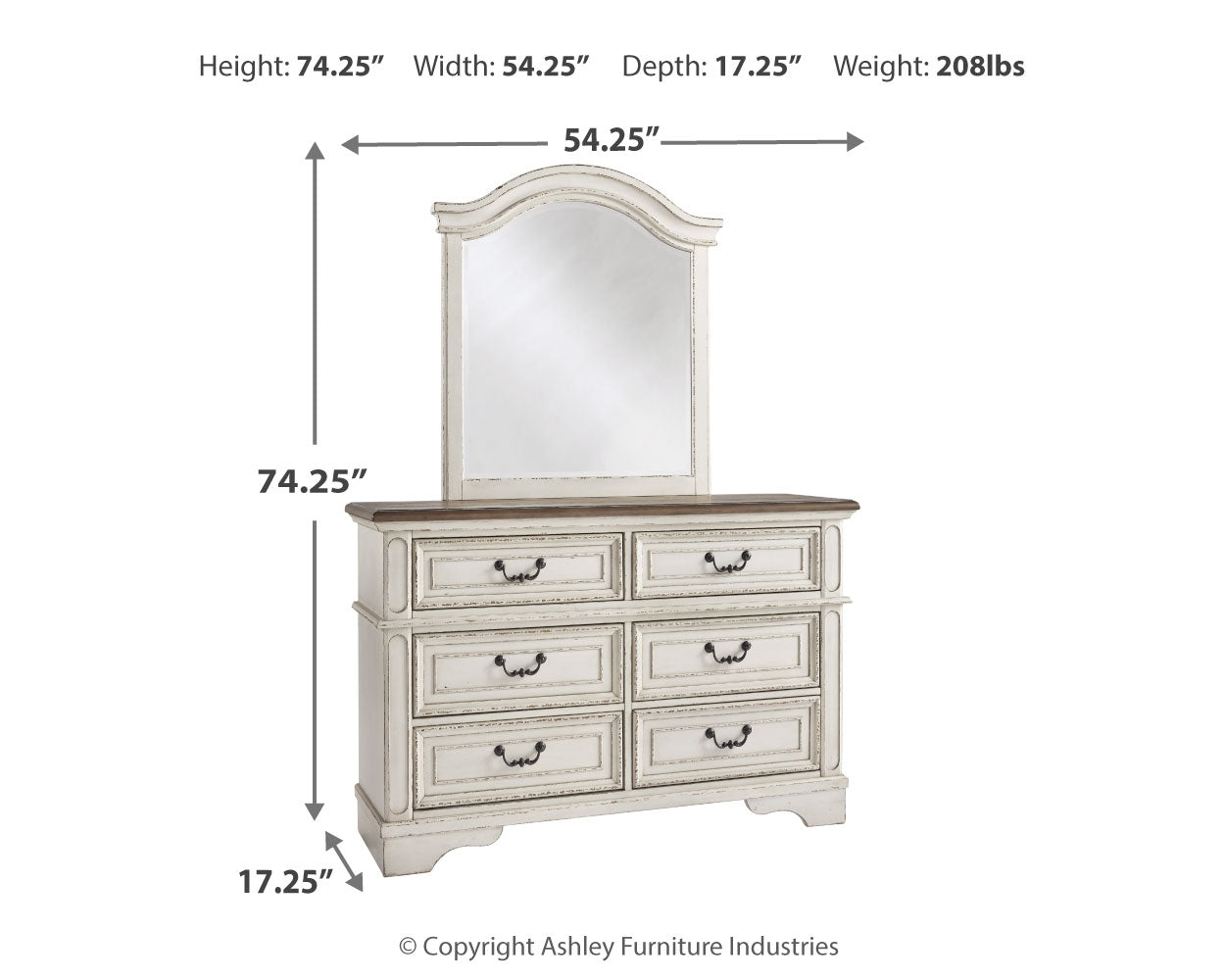 Ashley Furniture - Realyn Youth Dresser And Mirror - White Wood|Glass - Dresser & Mirror - Additional View 6